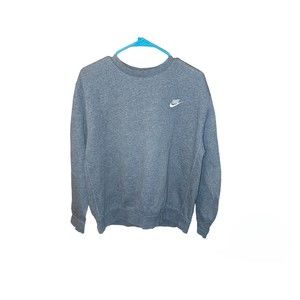 Nike Men's Sweatshirt Athletic Wear Embroidered Logo Club Crewneck Pullover Gray